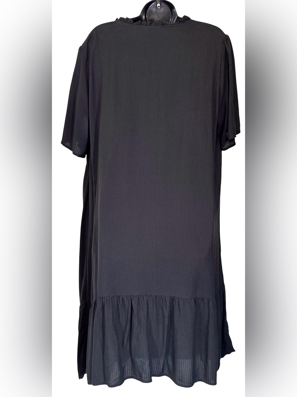 J.Jill Black Ruffle‑Hem Popover Dress Short Sleeve Button Front Size XL - Picture 11 of 16